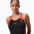 Speedo Placement Laneback einteiliger Badeanzug schwarz/sirenrot/plum dandy 9