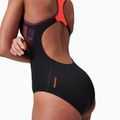 Speedo Placement Laneback einteiliger Badeanzug schwarz/sirenrot/plum dandy 11