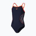 Einteiliger Schwimmanzug Kinder Speedo Platisol Placement Thinstrap Muscleback true navy/siren red/picton