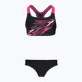 Kinder-Badeanzug zweiteilig Speedo Medley Logo Racerback 2pc anthracite/pink