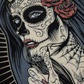 Damen-T-Shirt Pitbull West Coast Santa Muerte black 6