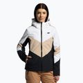 Damen Skijacke 4F weiß  beige und schwarz H4Z22-KUDN008