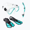 AQUASTIC Schnorchelset Maske + Flossen + Schnorchel blau MSFA-01SN