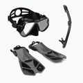 AQUASTIC Schnorchelset Maske + Flossen + Schnorchel schwarz MSFA-01SC