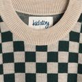 KID STORY Merino grüner Schachbrett-Pullover für Kinder 3