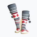Glovii GOB weiß/rot/graue beheizte Hausschuhe mit Socken 9