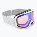 Skibrille Smith Rally white chunky knit/blue sensor mirror