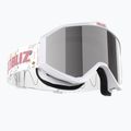 Skibrille Kinder Bliz Liner Jr white pink logo/pink&silver mirror