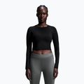 Damen-Trainings-Langarmshirt On Studio Long-T Crop schwarz