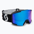 Skibrille SCOTT Shield mineral black/white/amp illuminator blue chrome