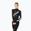 Damen-Longsleeve super.natural KryTeeede Col T-Neck Light jet black/white/mountain trail gl/white