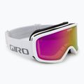 Skibrille Kinder Giro Stomp white wordmark/ amber pink