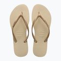 Damen Havaianas Slim sandgrau / hellgoldene Flip Flops 10