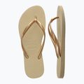 Damen Havaianas Slim sandgrau / hellgoldene Flip Flops 11