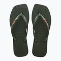 Damen Havaianas Square Logo Metallic grün oliv Flip Flops 10