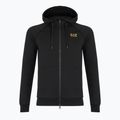 Herren Emporio Armani EA7 Zug Logo Serie Extended Logo Hoodie Fz schwarz / gold