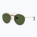 Sonnenbrille Ray-Ban Round Double Bridge arista gold/green g-15 4