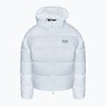 Damen EA7 Emporio Armani Zug Shiny ECO Extra gepolsterte Bomberjacke weiß