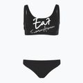 Zweiteiliger Damen-Badeanzug EA7 Emporio Armani Maxi Logo Bikini Top schwarz