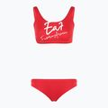 Zweiteiliger Damen-Badeanzug EA7 Emporio Armani Maxi Logo Bikini Top racing red