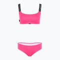 Zweiteiliger Damen-Badeanzug EA7 Emporio Armani Logo Tape Bikini Top neon pink
