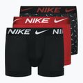 Nike Dri-Fit Essential Herren Boxershorts 3 Paar Swoosh Life Print/uni rot/schwarz