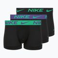 Herren Boxershorts Nike Dri-Fit Essential Micro Trunk 3 Paar schwarzer grüner Schock/wildviolett/schwarzer Text wb