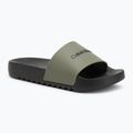 Calvin Klein Herren Flip-Flops HM0HM01063 Chuncky Pool Slide Rub Smokey Olive/Schwarz