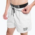 Herren Calvin Klein Medium Double Waistband Swim Shorts weiß 8