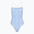 Tommy Hilfiger Damen einteiliger Badeanzug Straight Neck Print floral stripe blau spell
