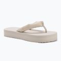 Damen Calvin Klein YW0YW01723 Strand Sandale Flatform Ttxr Satin dreifach Eierschale Flip Flops