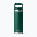 Thermoflasche YETI Rambler Straw 769 ml black forest green