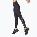 Damen Trainingsleggings 2XU Force Mid-Rise Compression schwarz und gold WA5367B 3