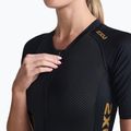 Damen Triathlonanzug 2XU Light Speed Sleeved schwarz/gold 3