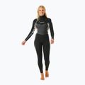 Rip Curl Dawn Patrol Frauen schwimmen Schaum 4/3mm Brust Zip Sublimed schwarz / schwarz / Multi 4