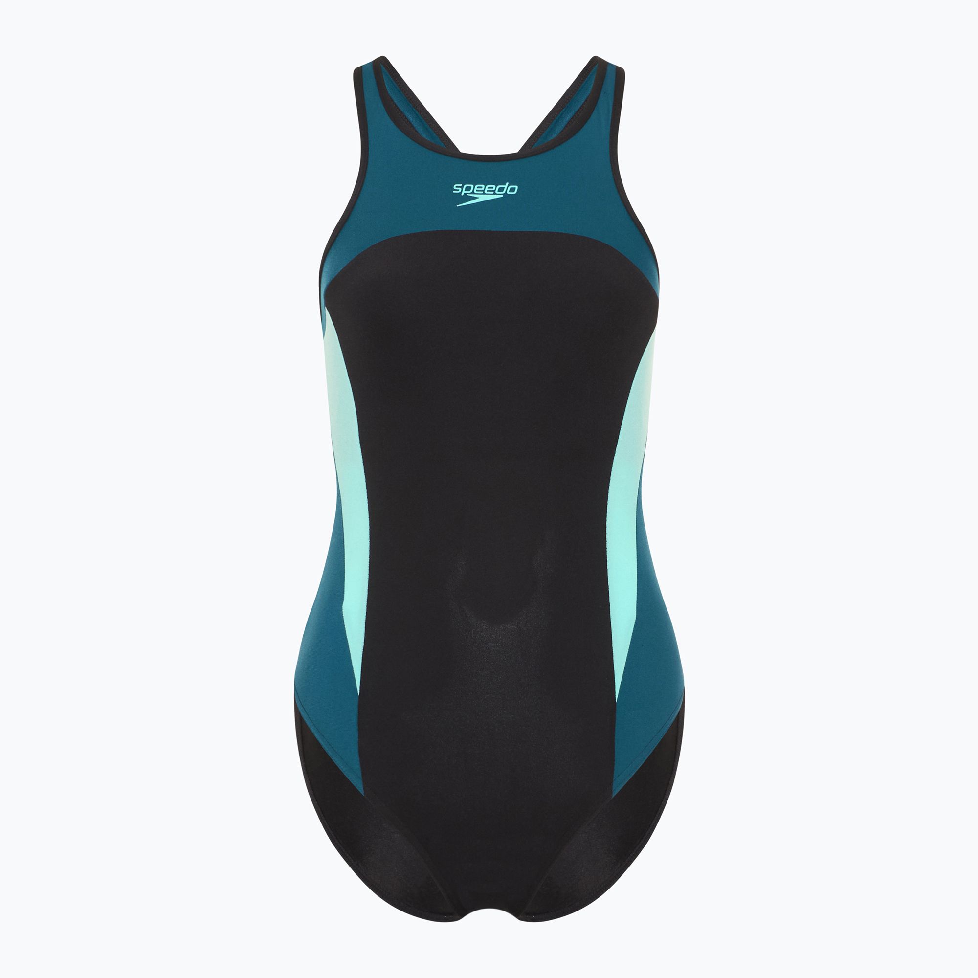 Damen-Einteiler Badeanzug Speedo High Neck Splice Cross Back turquoise ...