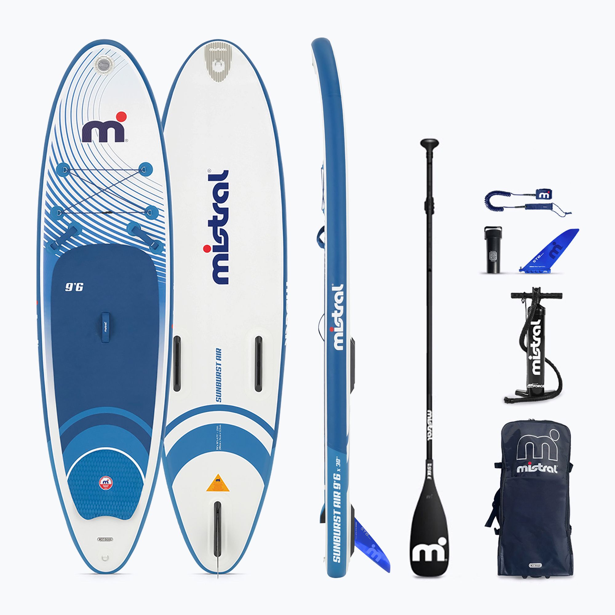 Planche SUP Mistral Sunburst Air 9’6″ – Gonflable, Rigide, Avec Pagaie, Pompe Et Sac – Idéale Pour Le Paddle Et Le Wingsurf