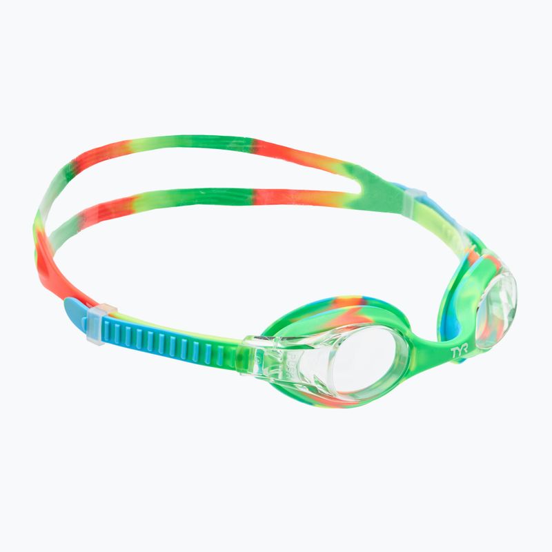 Kinderschwimmbrille TYR Swimple Tie Dye Non-Mirrored klar/ grün/ orange