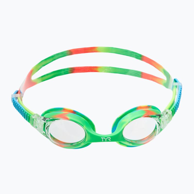 Kinderschwimmbrille TYR Swimple Tie Dye Non-Mirrored klar/ grün/ orange 2