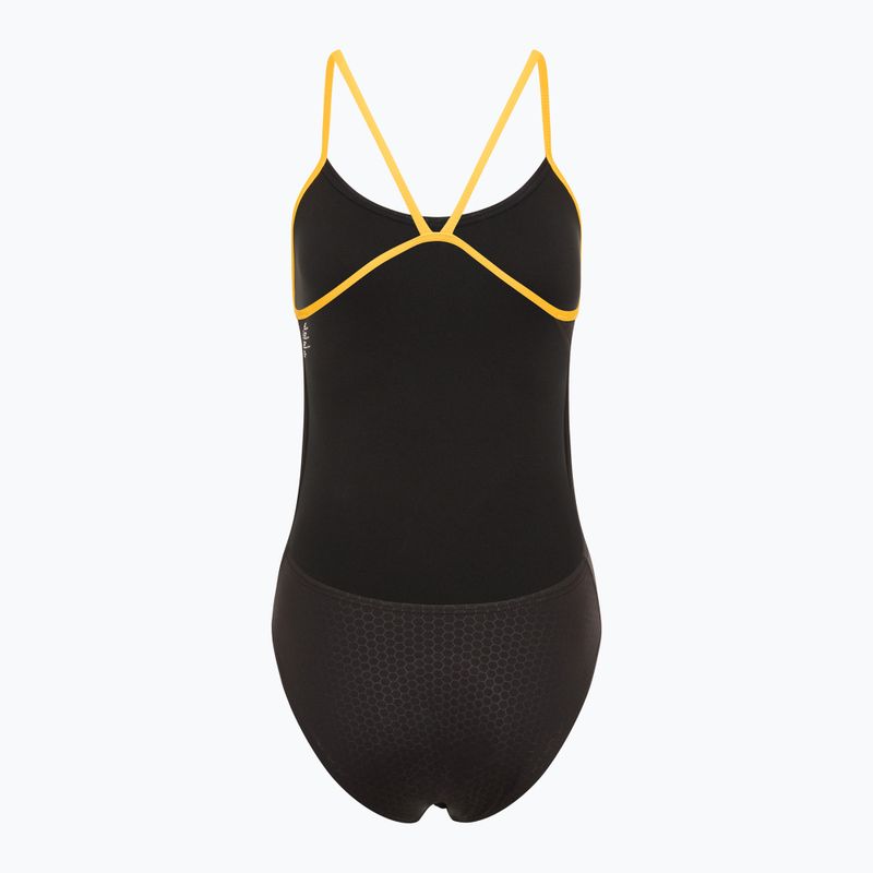 Einteiliger Badeanzug TYR Hexa Cutoutfit schwarz/gold 2
