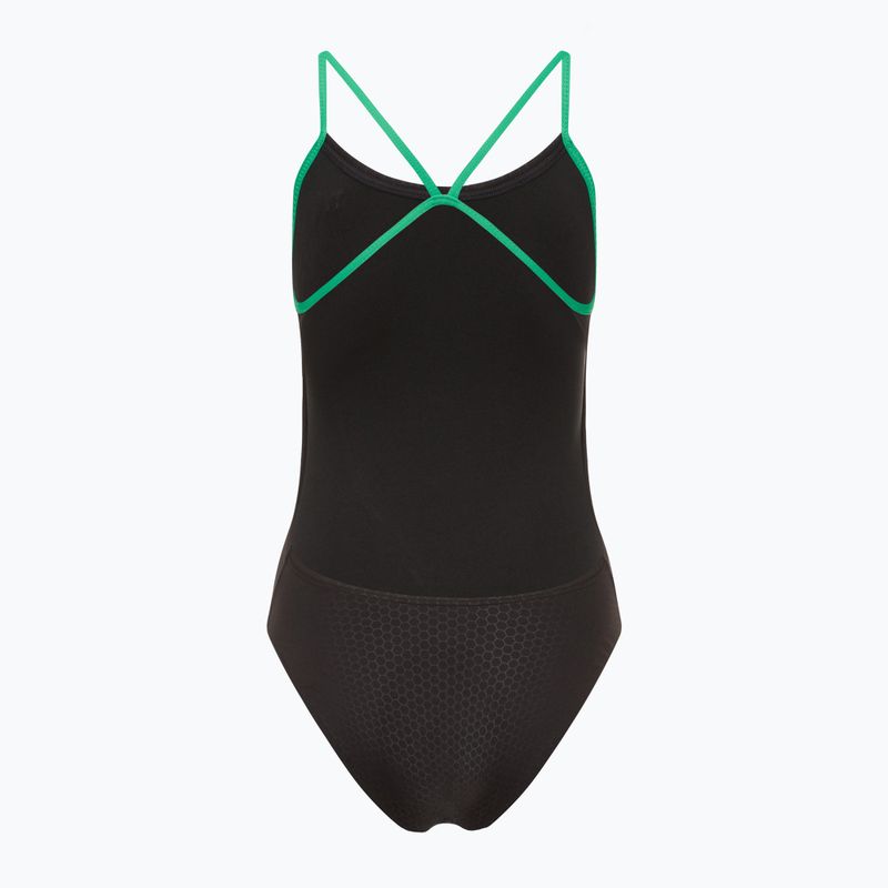 Einteiliger Badeanzug TYR Hexa Cutoutfit schwarz/grün 2