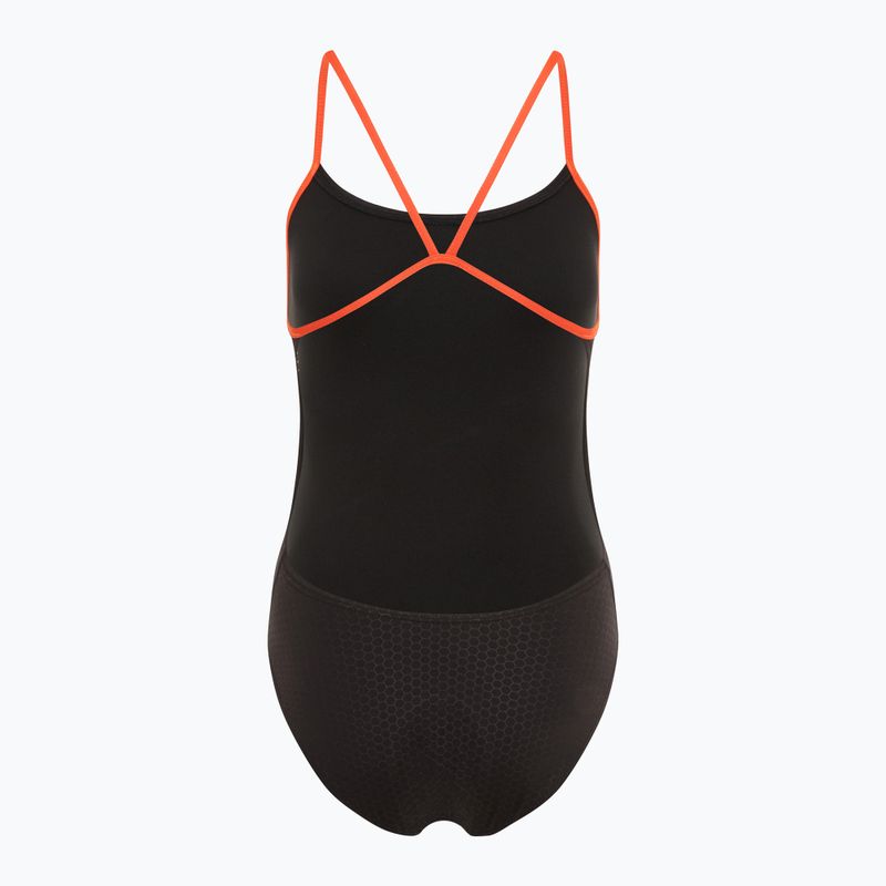 Einteiliger Damen-Badeanzug TYR Hexa Cutoutfit schwarz/orange 3