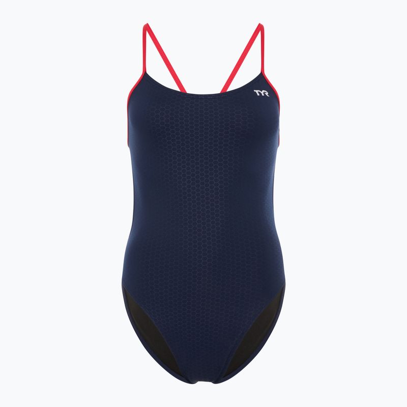 Einteiliger Damen-Badeanzug TYR Hexa Cutoutfit navy/red