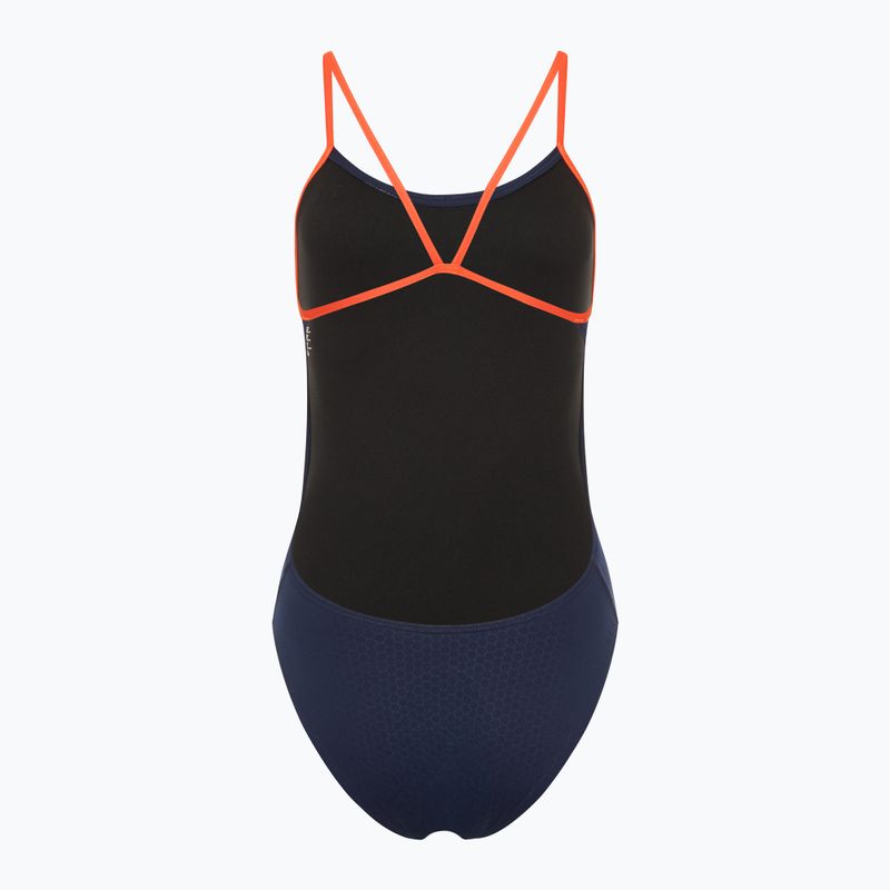 Einteiliger Damen-Badeanzug TYR Hexa Cutoutfit navy/orange 2