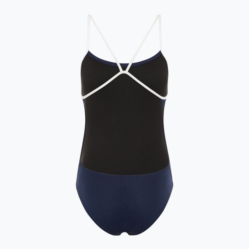 Einteiliger Damen-Badeanzug TYR Hexa Cutoutfit navy/weiß 2