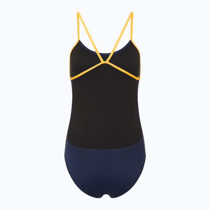 Einteiliger Damen-Badeanzug TYR Hexa Cutoutfit navy/gold 2