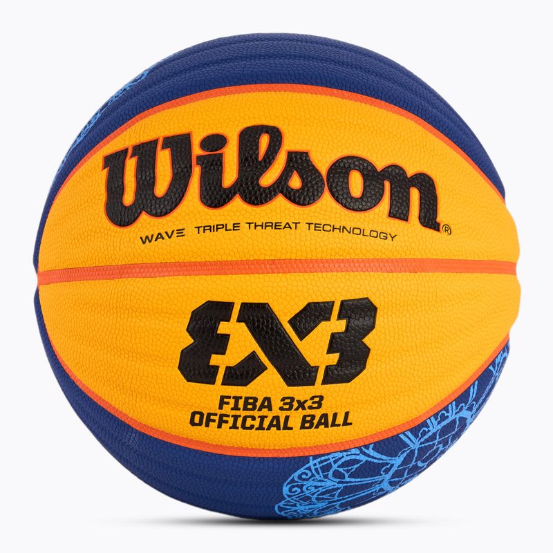 Wilson Fiba 3x3 Game Ball Paris Retail Basketball 2024 blau/gelb Größe 6