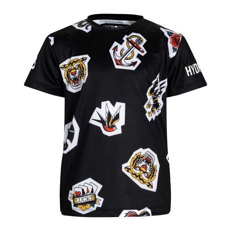 Kinder-Tennisshirt HYDROGEN Tattoo Tech schwarz TK0504007