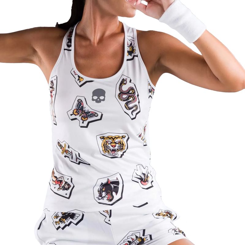 Damen-Tennisshirt HYDROGEN Tattoo Tech weiß T01525001 3