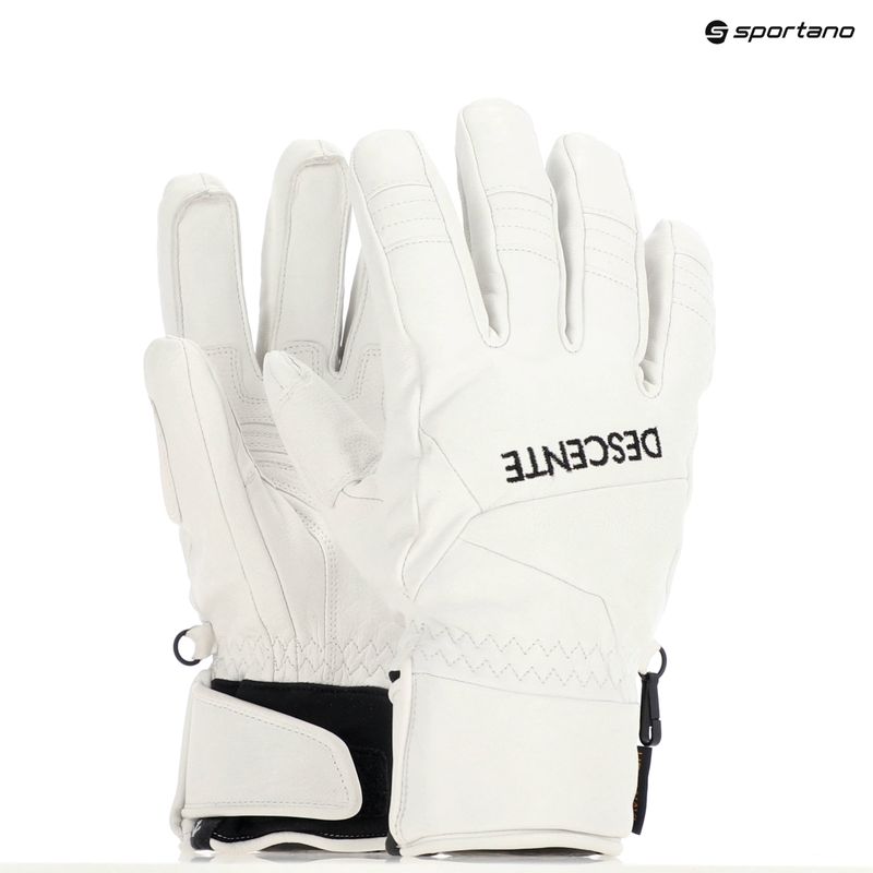 Skihandschuhe Herren Descente 5 Finger Leather white 7